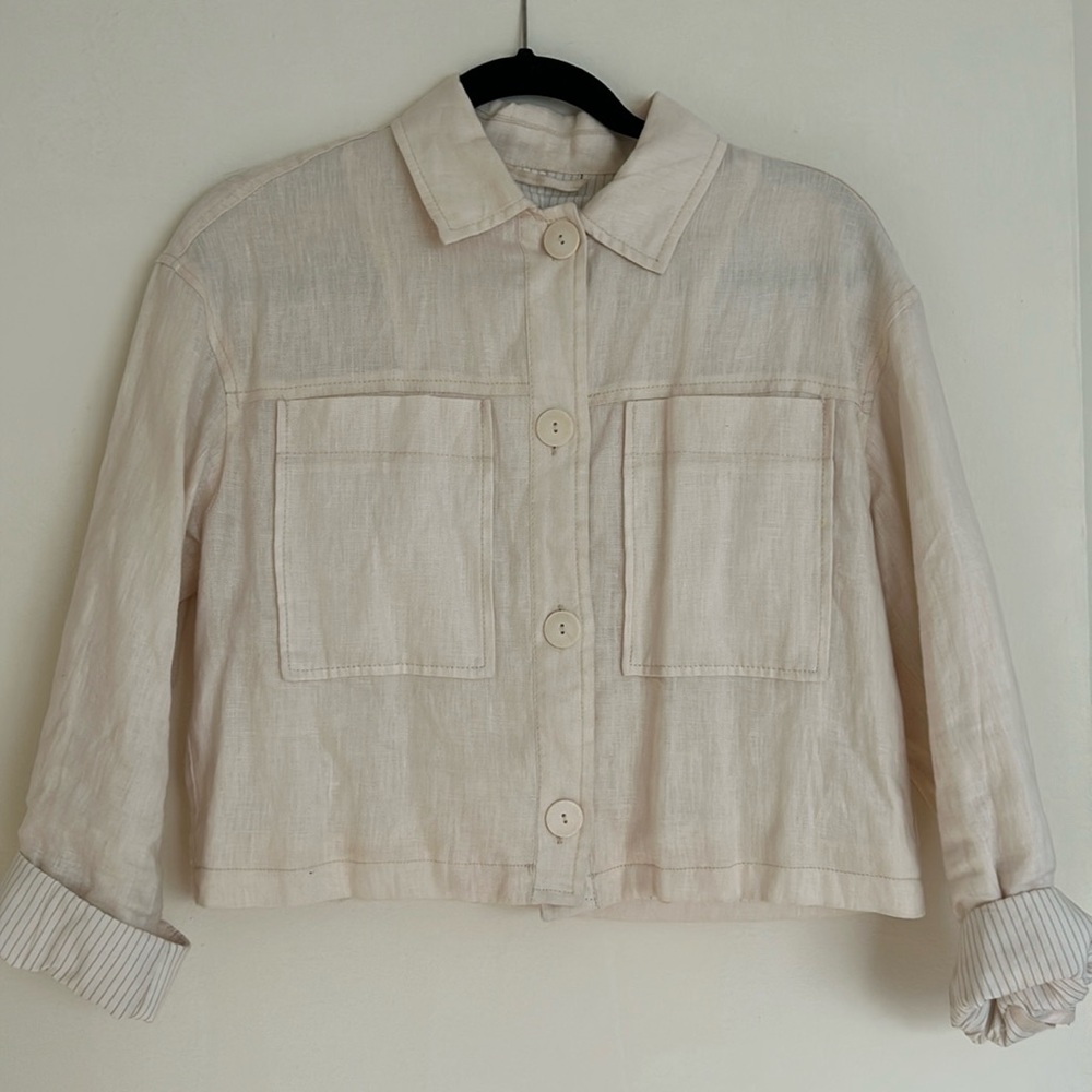 Zara lightweight cropped linen jacket
